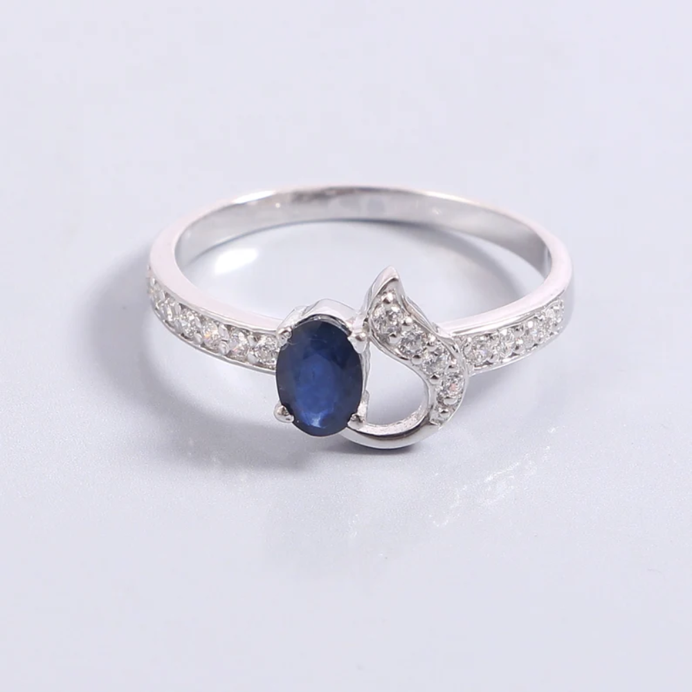 Natural Blue Sapphire*Beautiful Anniversary Gift* 925 Sterling Silver Ring* Oval Shape