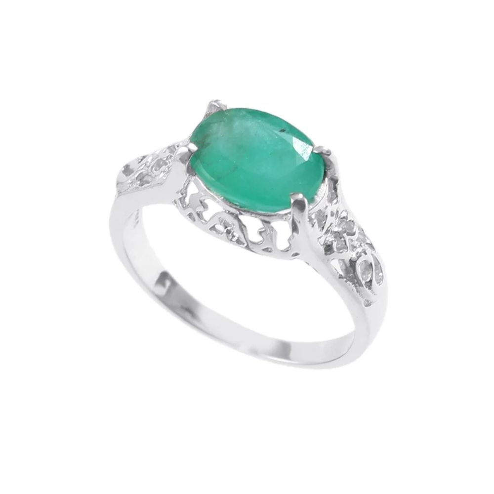 60 % Off* Gemstone Natural Emerald Ring 925 Sterling Silver Jewelry Ring