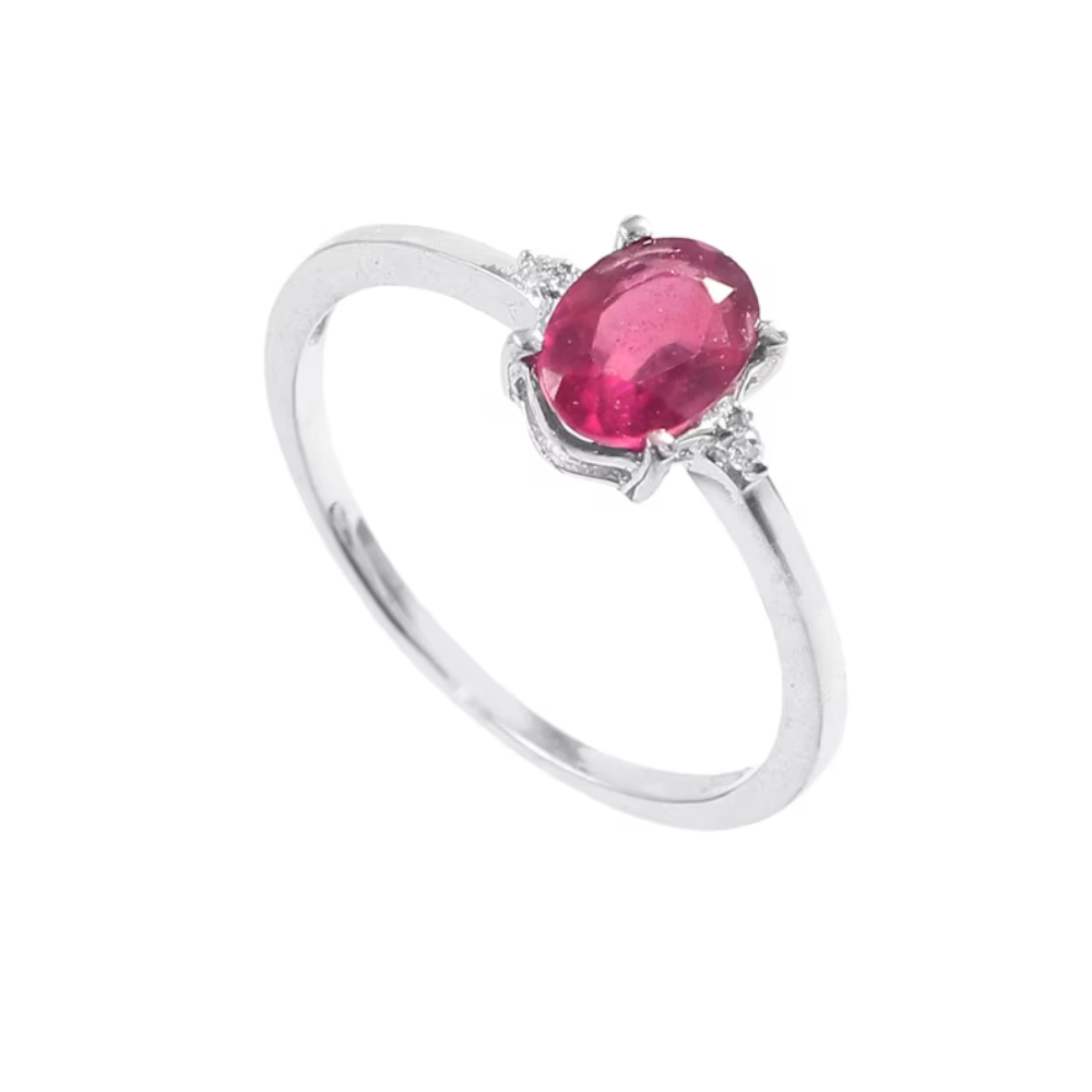 925 Sterling Silver Ring* Gemstone Ruby* Oval Shape
