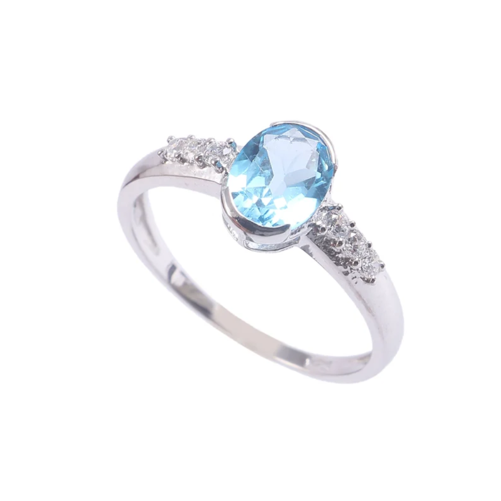 Gemstone Swiss Blue Topaz* 925 Sterling Silver Jewelry Gemstone Ring* Oval Shape