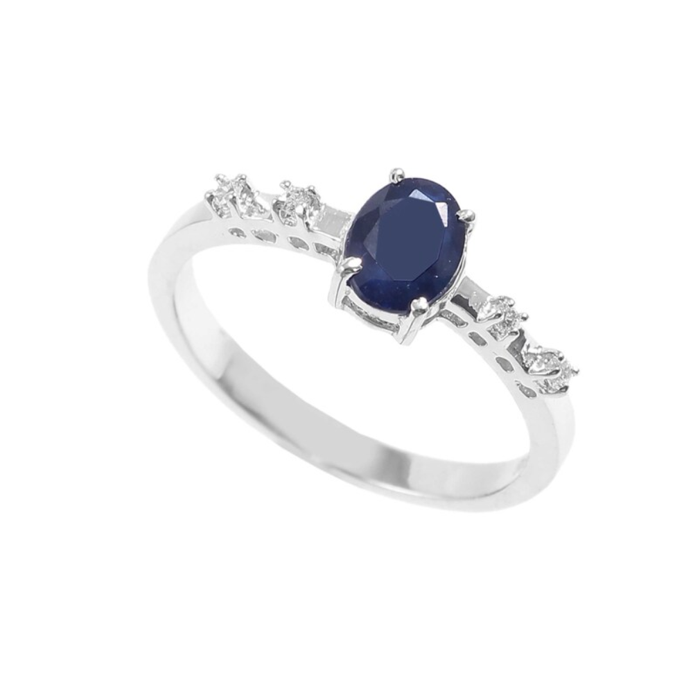 100% Natural Blue Sapphire*Beautiful Anniversary Gift*925 Sterling Silver Ring