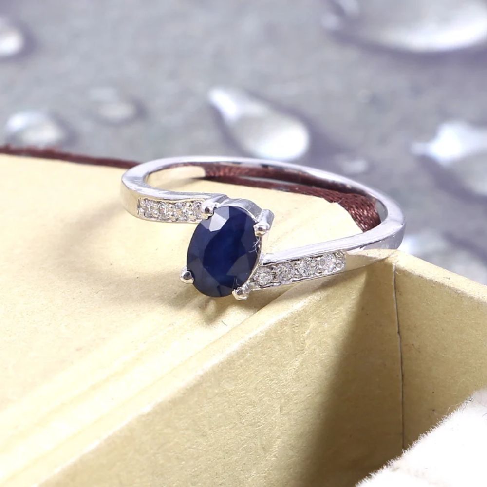 Natural Blue Sapphire- 925 Sterling Silver Jewelry- Gemstone Ring- Non Tarnish Ring