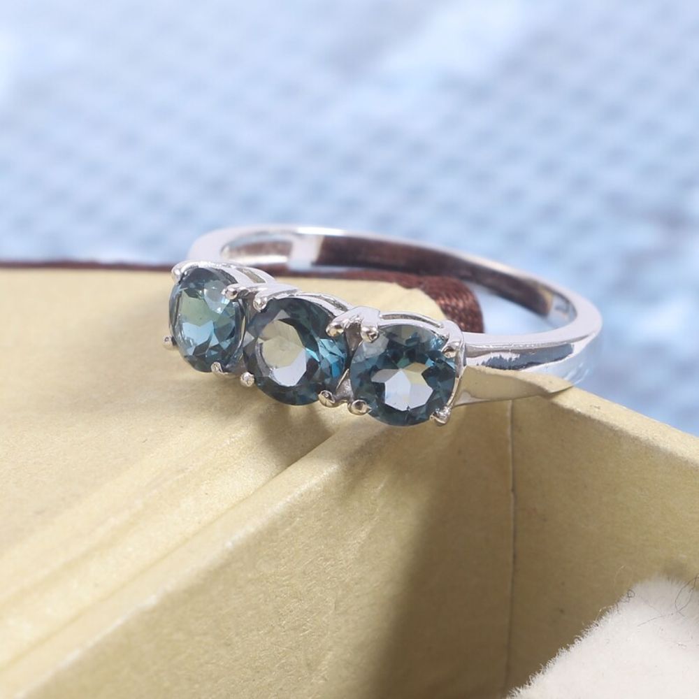 Non Tarnish Ring- Gemstone London Blue Topaz- 925 Sterling Silver Jewelry- Gemstone Ring