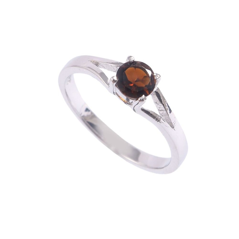 Dainty Natural Brown Tourmaline Engagement Ring Art Deco 925 Sterling Silver