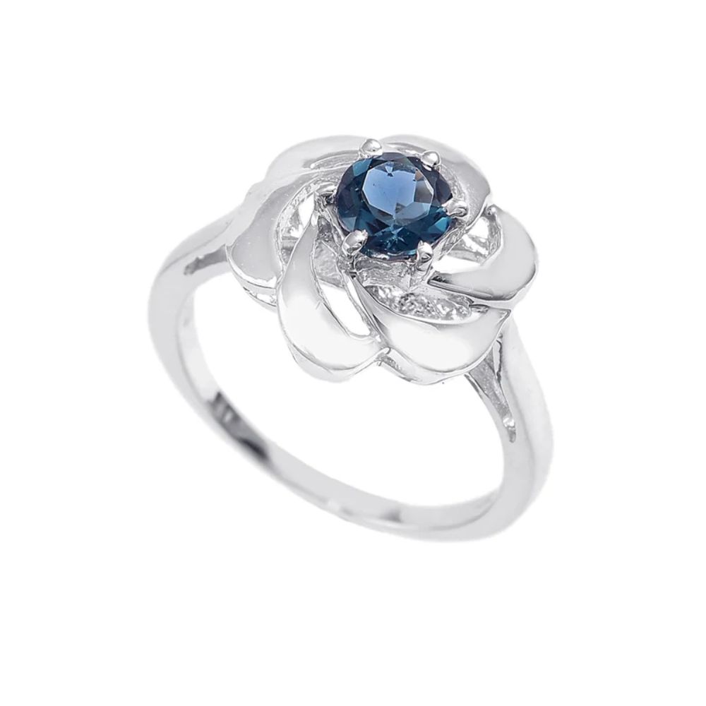 London blue topaz solitaire promise ring sterling silver oval engagement ring=AB