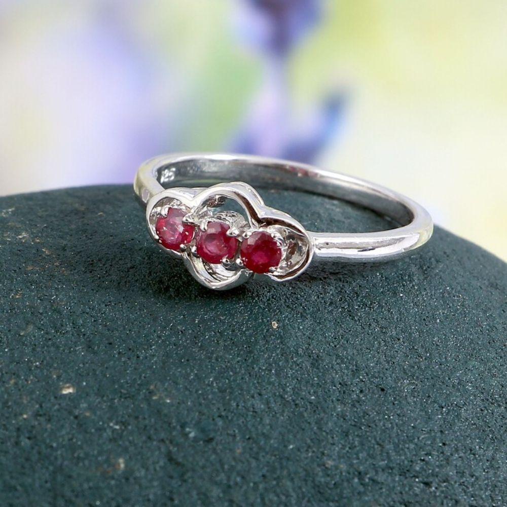 Radiant Ruby Ring in Silver, faceted ruby ring in silver, ruby ring, genuine ruby ring