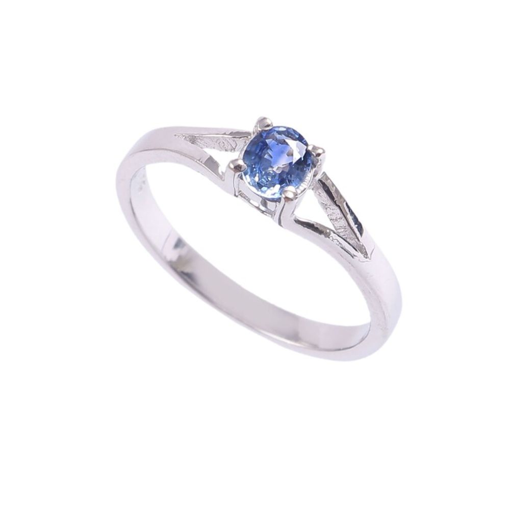 Sapphire engagement silver ring oval cut blue gemstone sapphire gift for mom