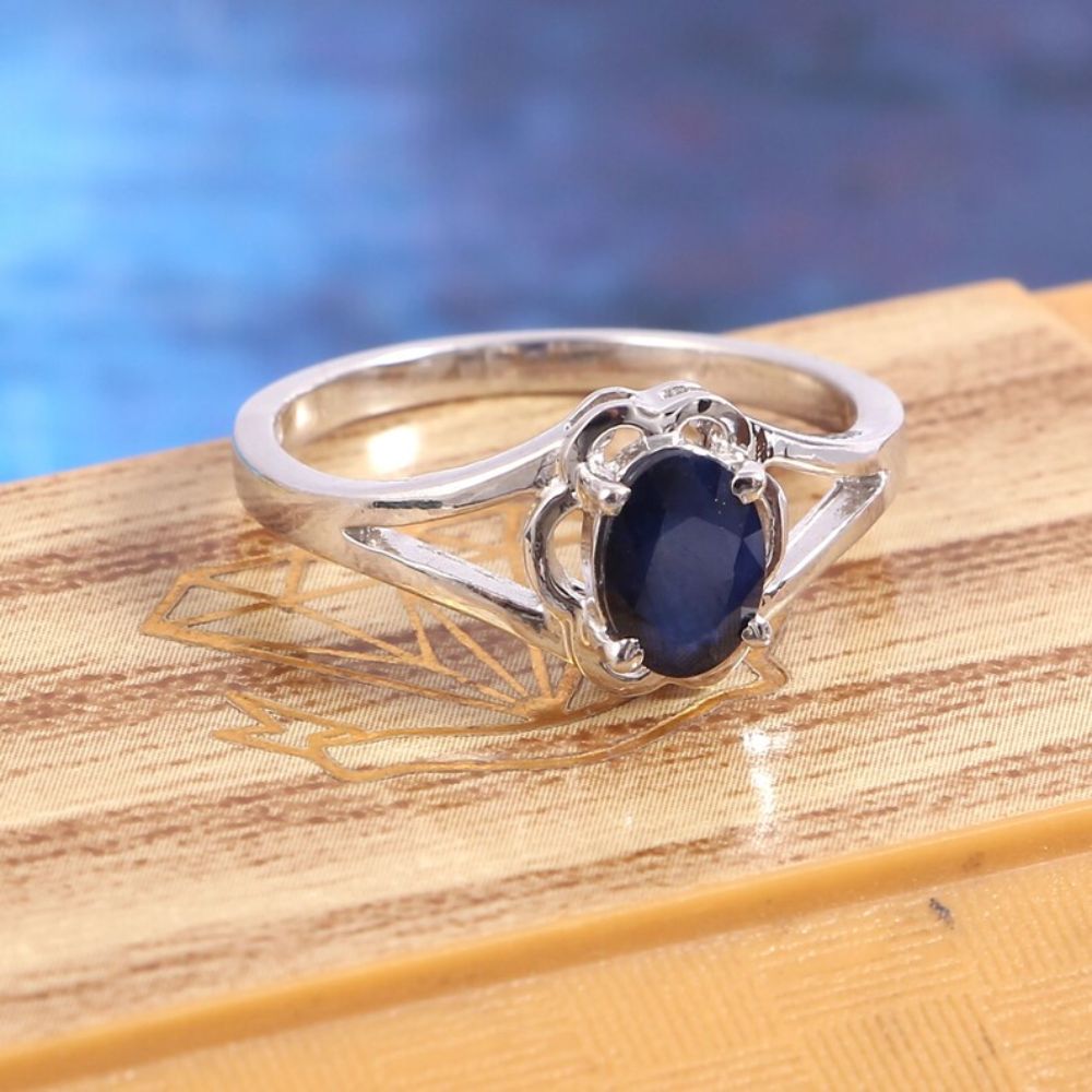 925 Sterling Silver Jewelry Natural Blue Sapphire Ring Stone Engagement Ring