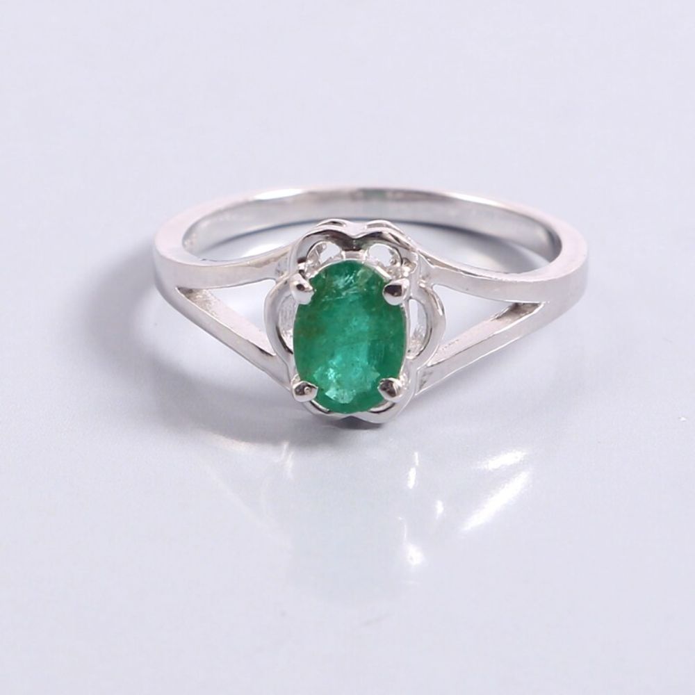 Oval Cut Emerald Ring Natural Emerald Oval Shape Engagement Ring