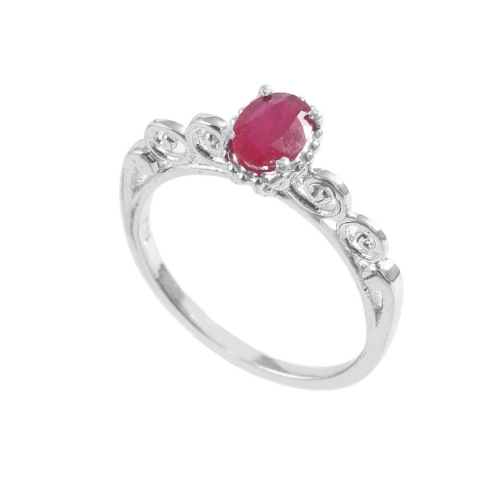 Ruby Ring Silver Ring Stone Oval Shape