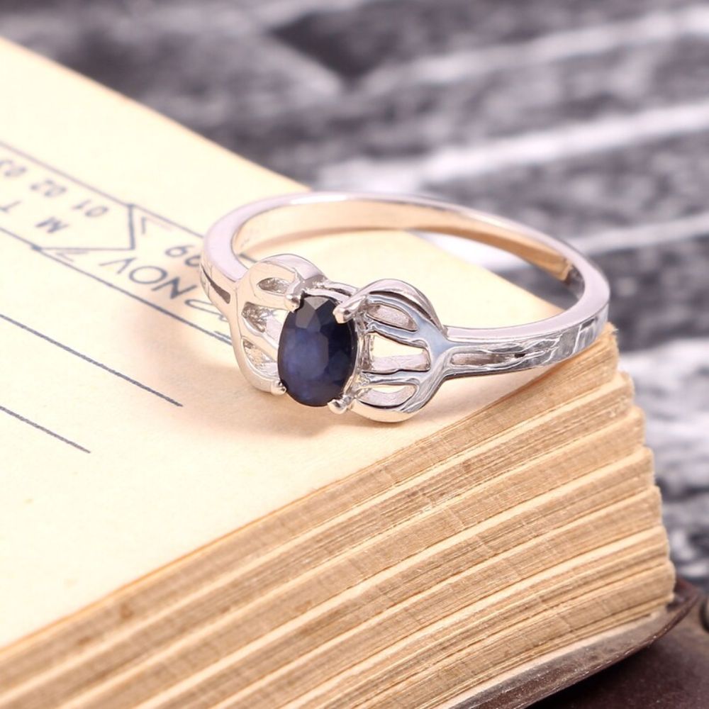 925 Sterling Silver Jewelry Natural Blue Sapphire Stone Oval Shape 