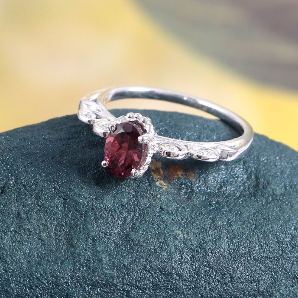 Pink Tourmaline Ring Gemstone Ring Engagement Ring Stone Size 7X5 MM Oval Shape 