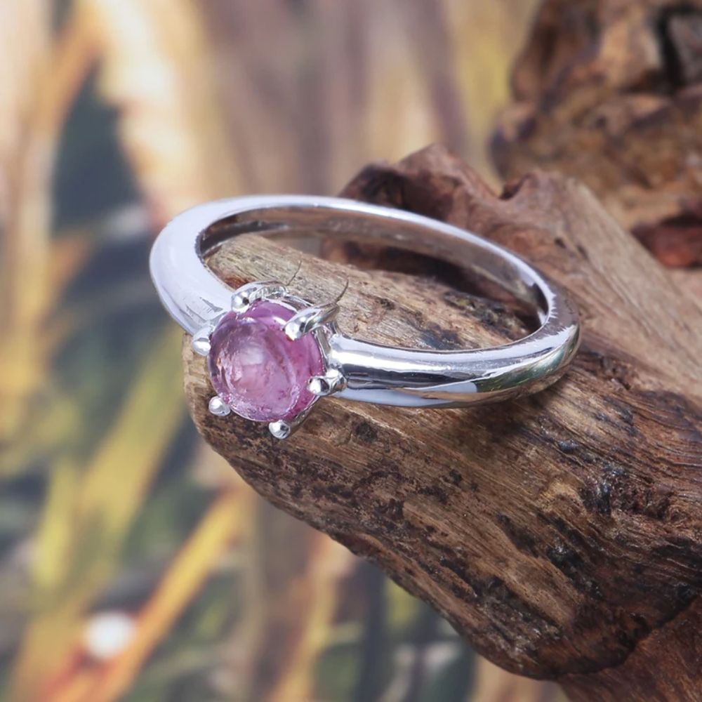 Pink Tourmaline Ring, Natural Tourmaline, October Birthstone, Pink Solitaire Ring