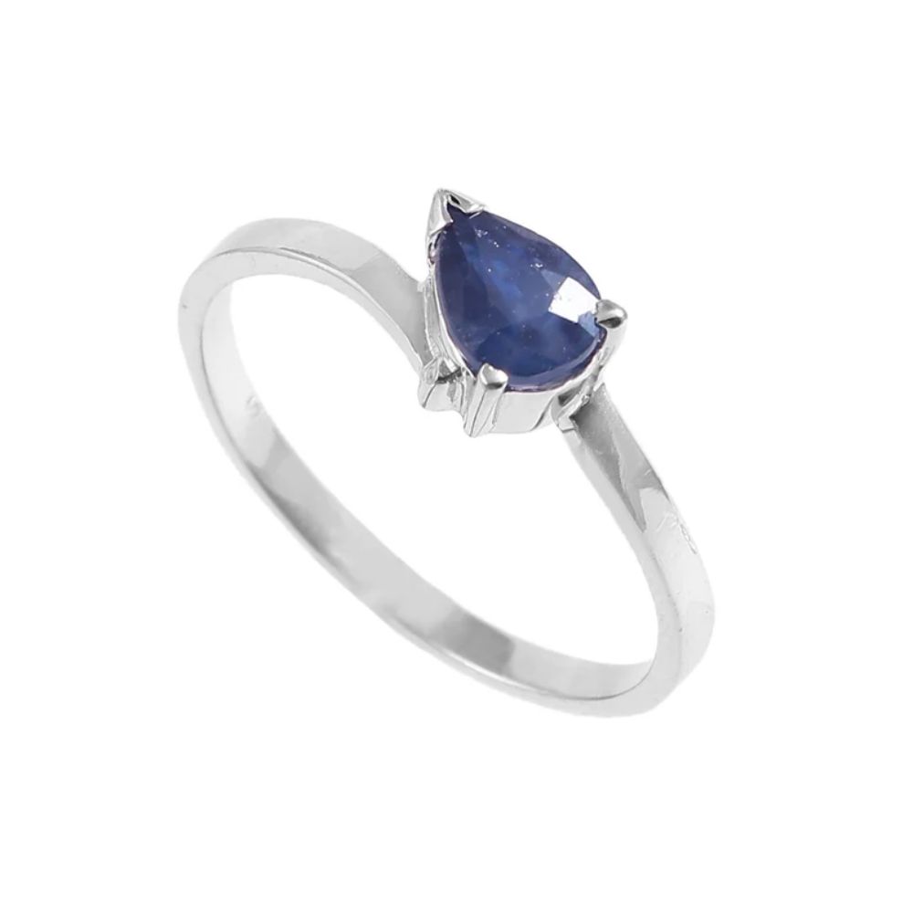 Sterling Silver Blue Sapphire Ring Engagement, Promise, Statement, Gemstone Ring