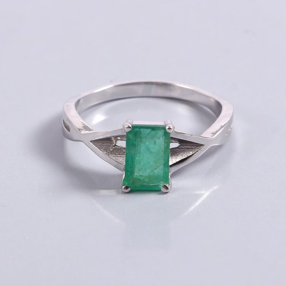 Natural Emerald, Gemstone Silver Ring, Gemstone Emerald , Octagon Shape