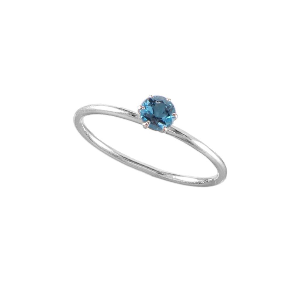 Swiss Blue Topaz Gemstone Ring Stone  Round Shape 925 Sterling Silver Jewelry