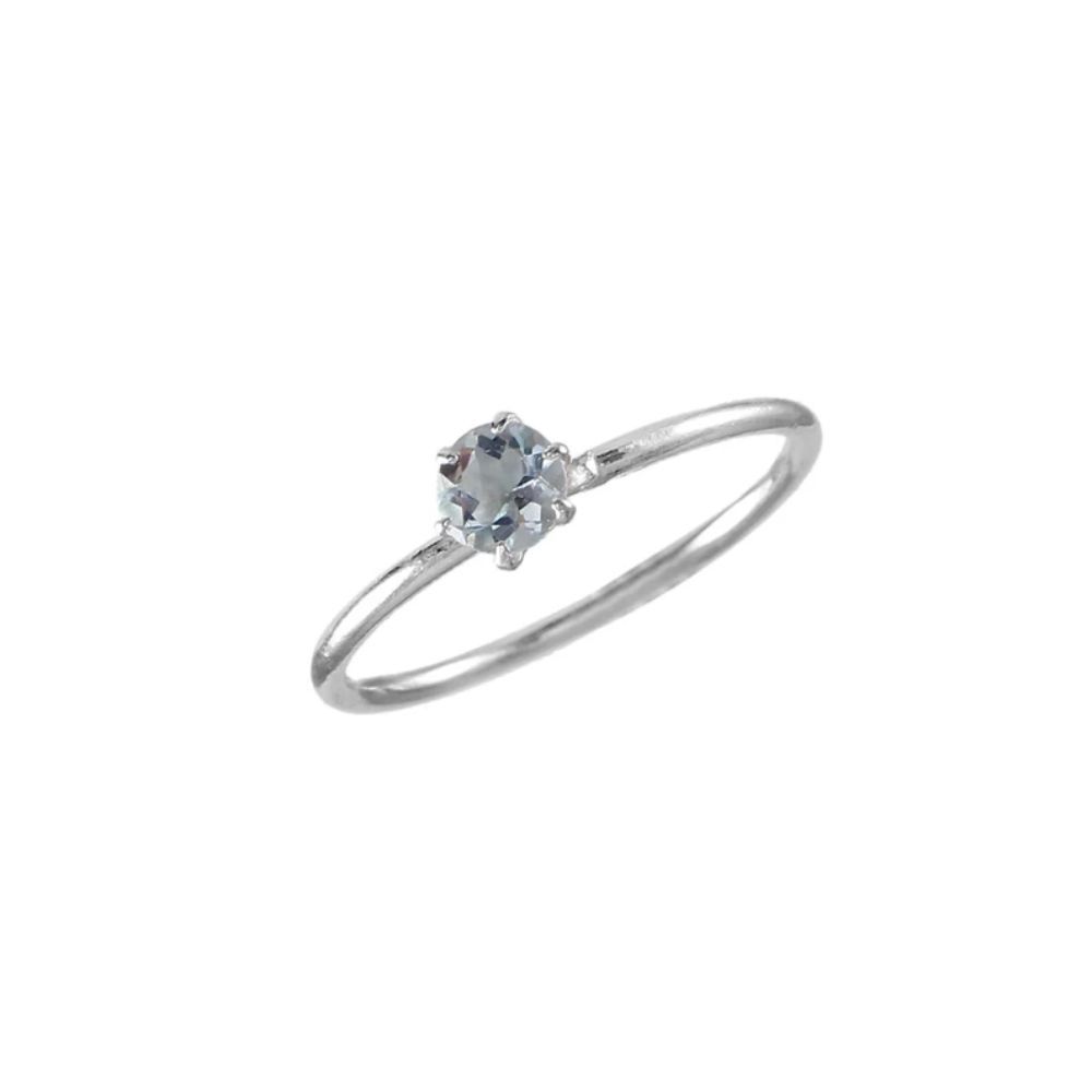 Sky Blue Topaz Gemstone Ring Stone Round Shape 925 Sterling Silver Jewelry