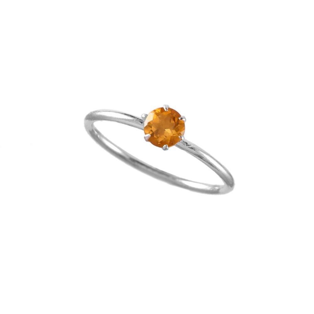 Natural Citrine 925 Sterling Silver Jewelry Stone Round Shape
