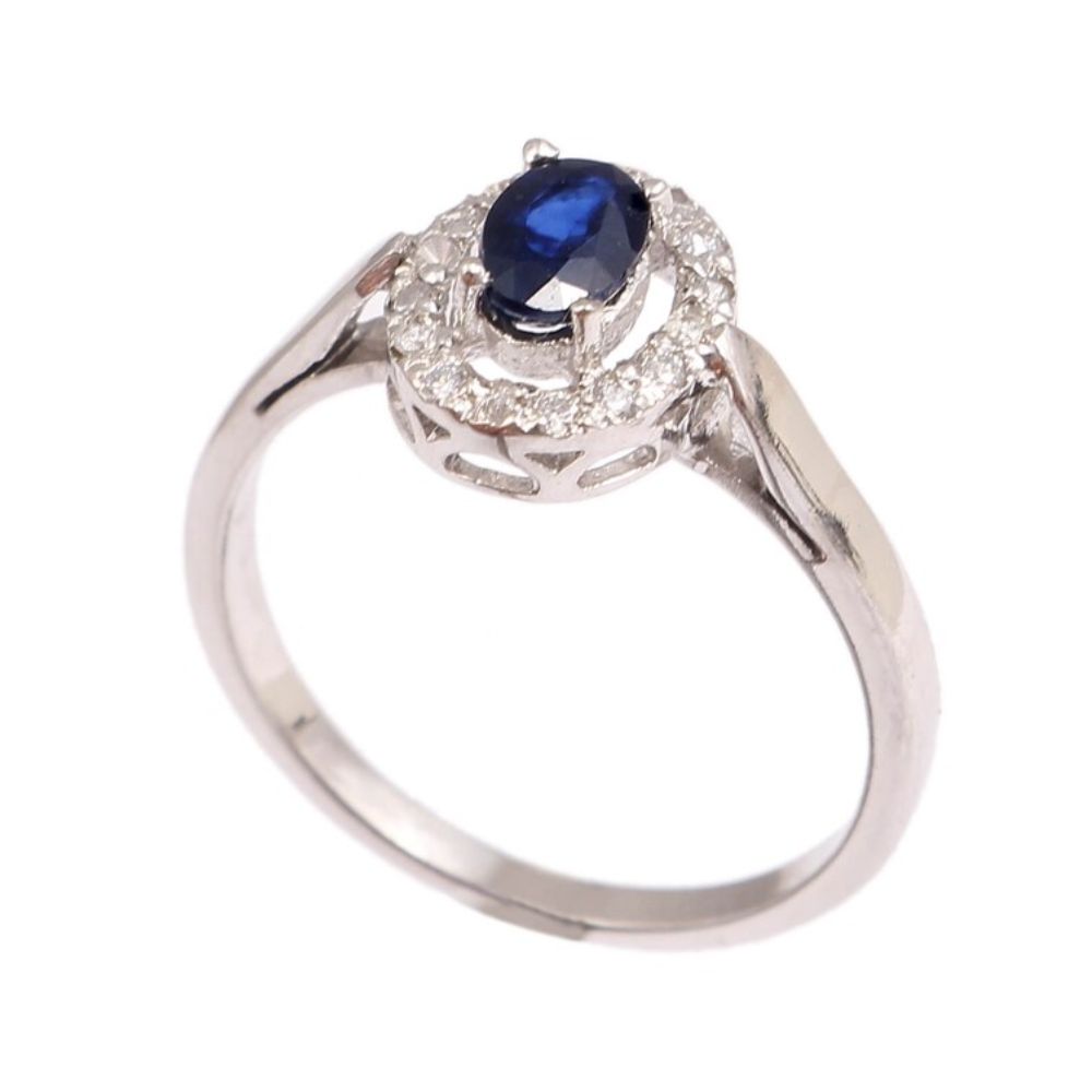 Engagement Ring 925 Sterling Silver Jewelry Ring Blue Sapphire Gemstone