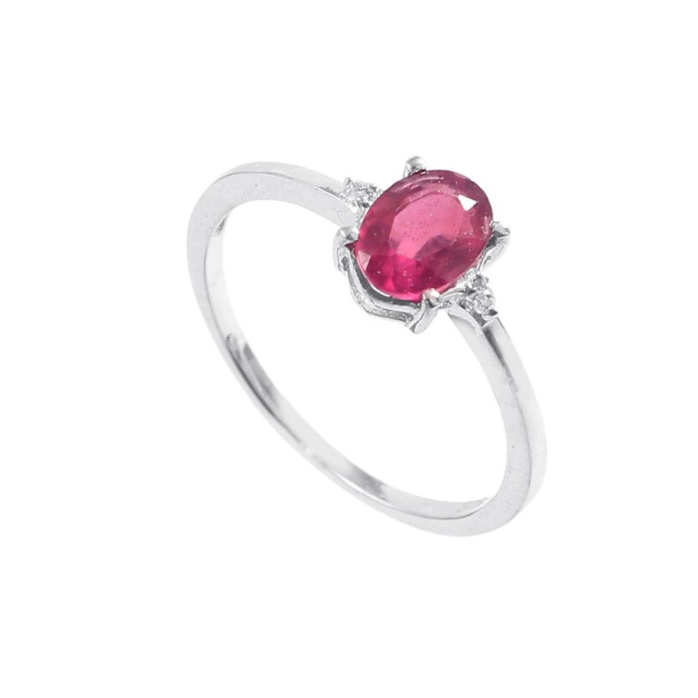 925 Sterling Silver Ring* Gemstone Ruby* Size 7X5 MM Oval Shape