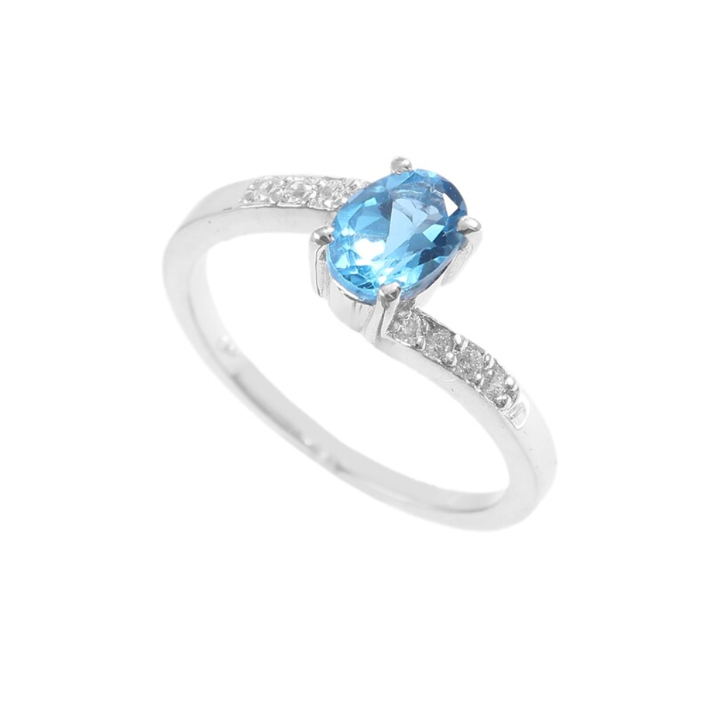 Best Anniversary Gift* Gemstone Swiss Blue Topaz* 925 Sterling Silver Jewelry Gemstone Ring