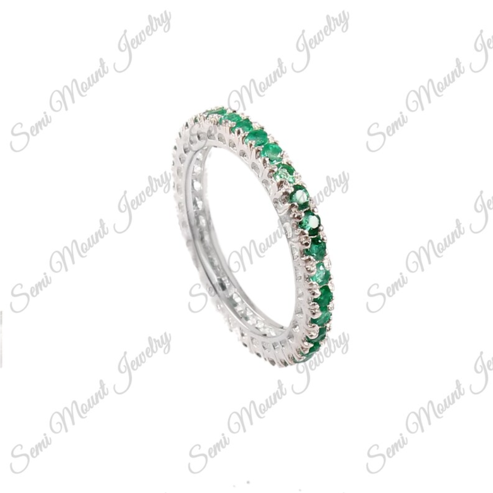 Natural Emerald Ring 925 Sterling Silver Green Ring,