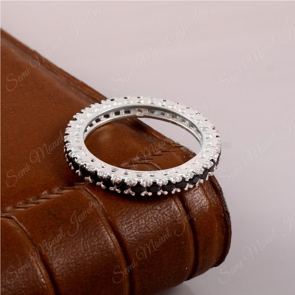 Wedding Band- 925 Sterling Silver Ring-Cubic Zircon Ring-Stacking Matching Band