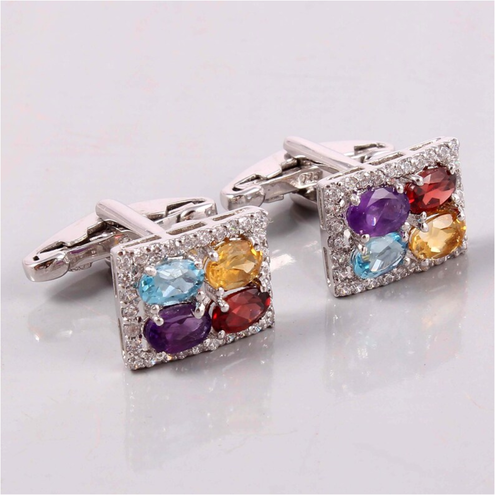Oval Cut Faceted Cufflinks Silver Jewelry Mens Jewelry Wedding Party Gifts