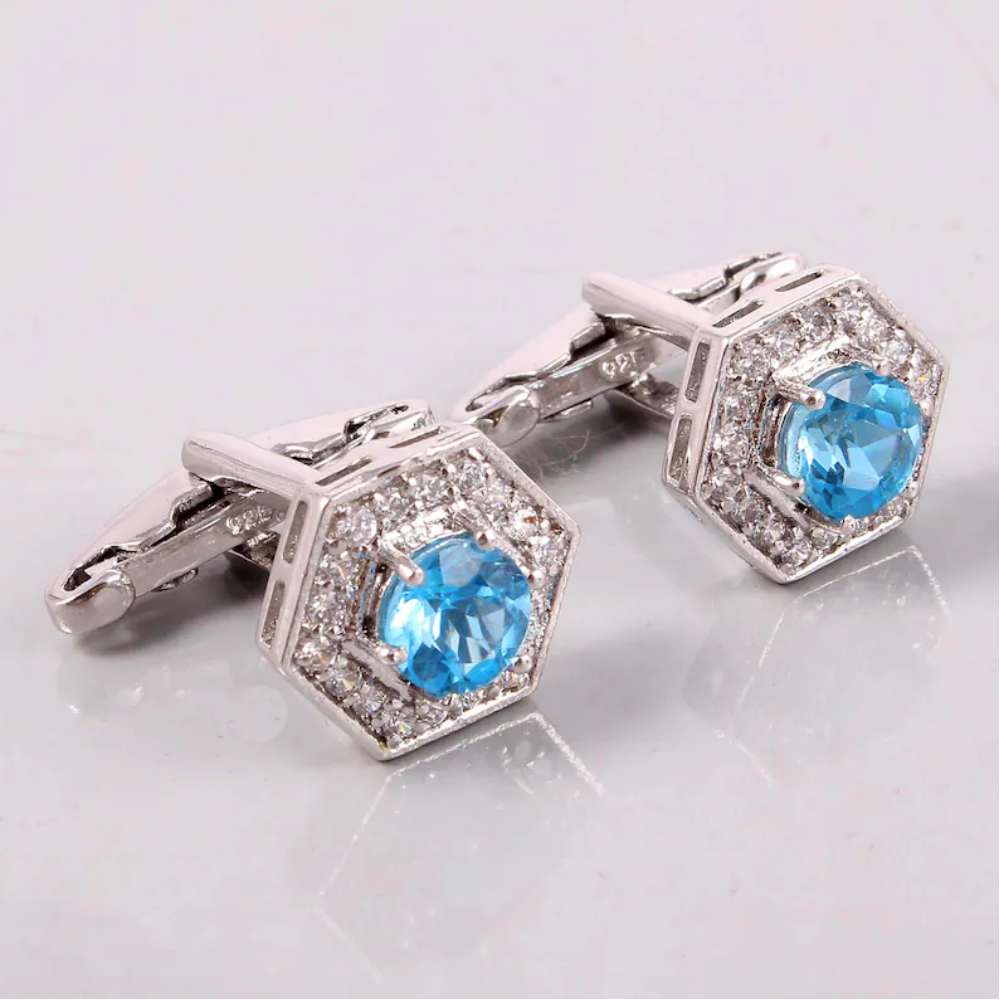 Cufflinks Gemstone Jewelry 925 Sterling Silver Jewelry Stone Size 7X7 MM Round Shape