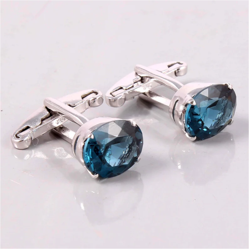 London shops Blue Topaz Cufflinks, 925 Sterling Silver Cufflinks, Natural Blue Topaz And Diamonds Cufflink's, Minimalist Cufflink. Gift For Him...