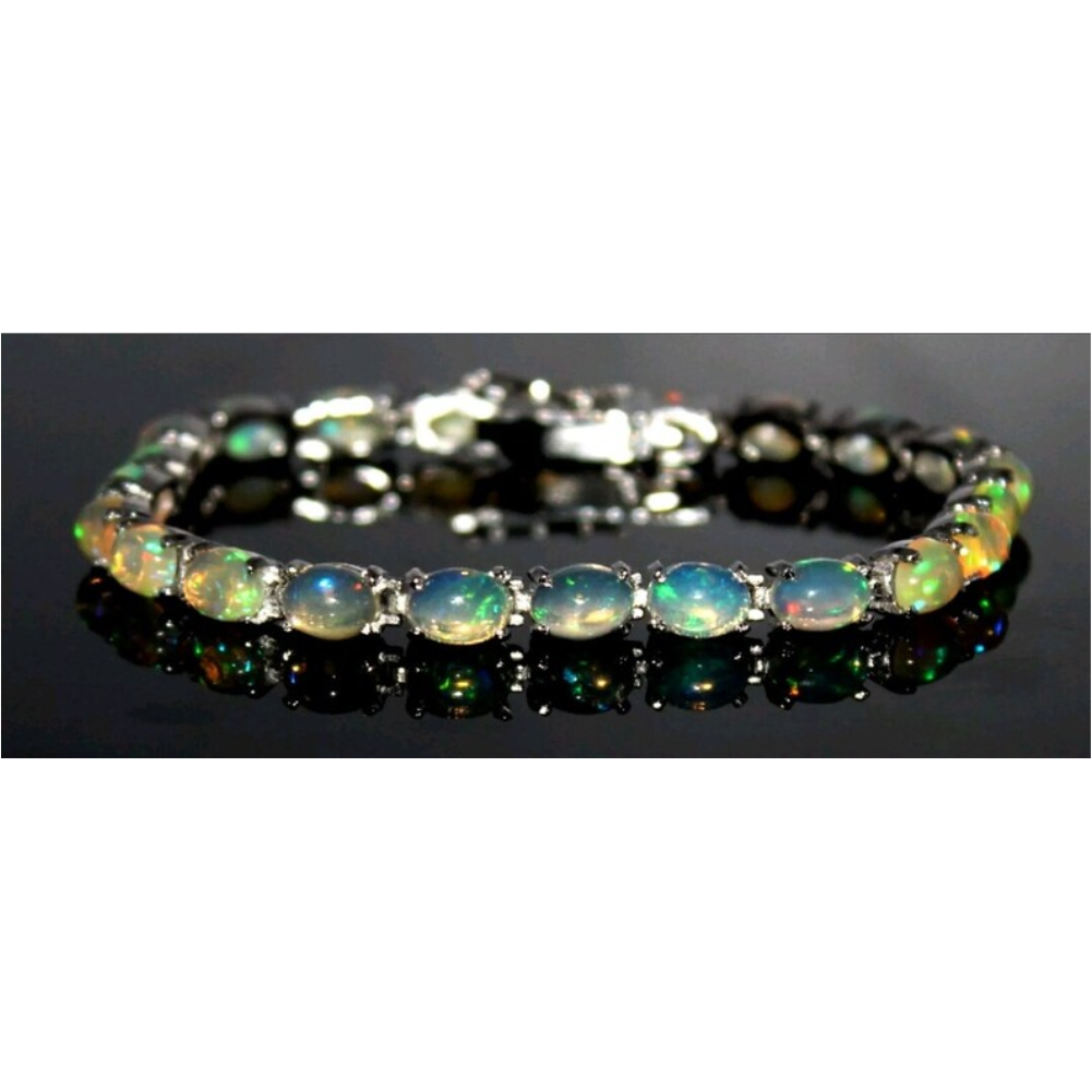 Ethiopian Opal Bracelet Stone Size 7X5 MM Oval Shape Tennis Bracelet Welo Fire Opal Bracelet 