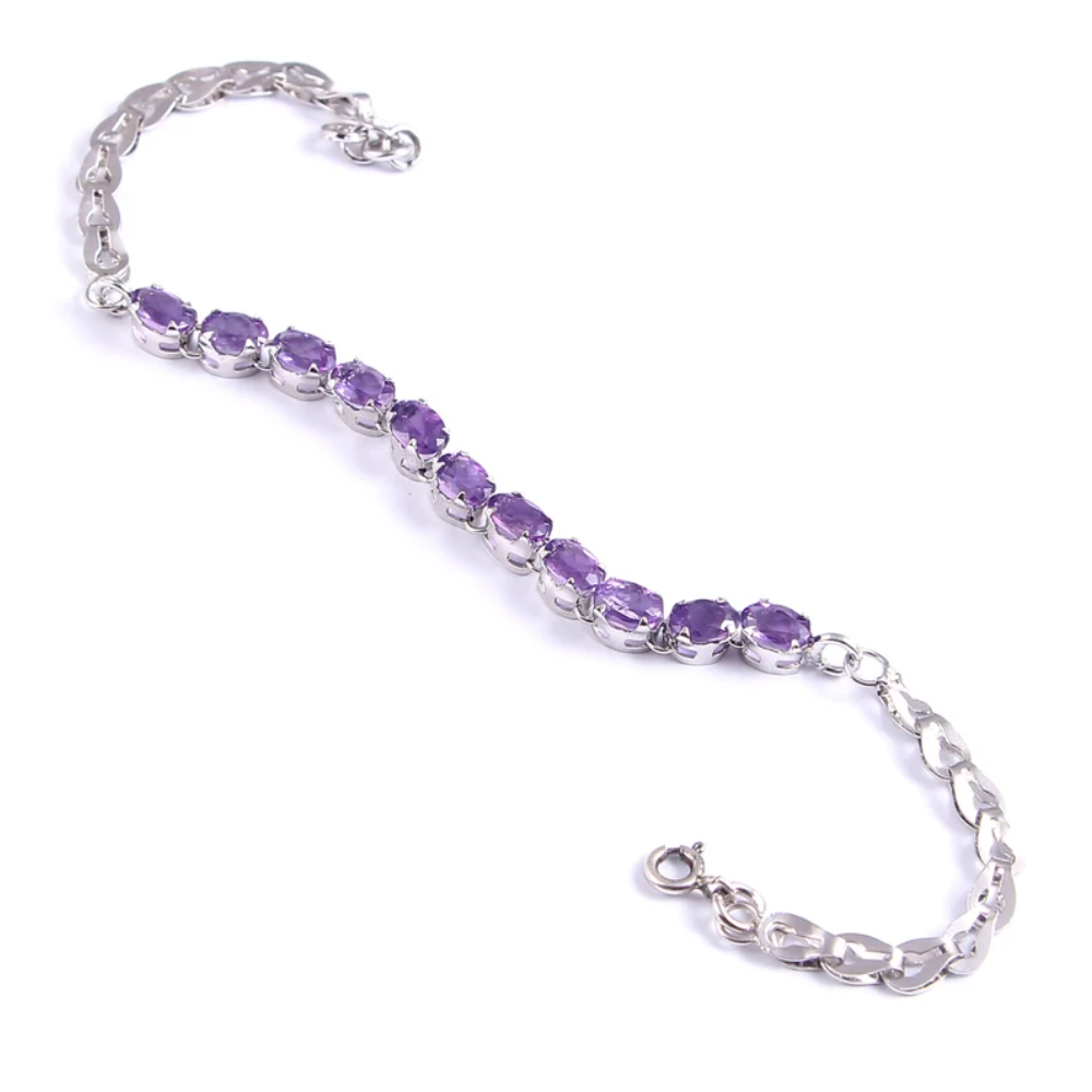925 Sterling Silver Jewelry -Tennis Bracelet- Gemstone Size 6X4 MM- Oval Shape